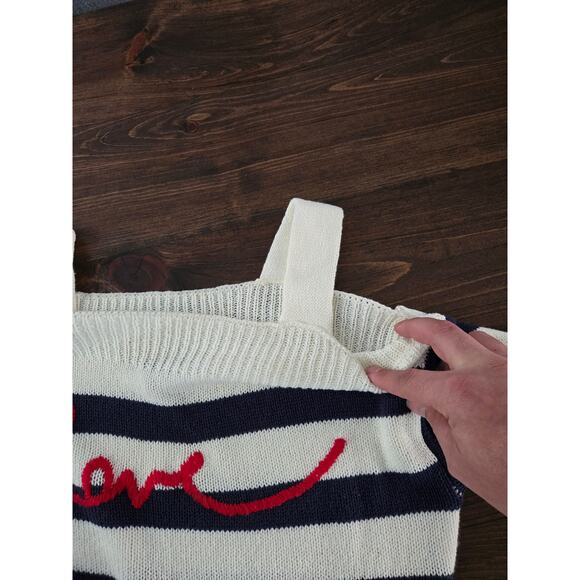 Boston Proper Love Shoulderless Striped Sweater Women's M - Picture 10 of 11